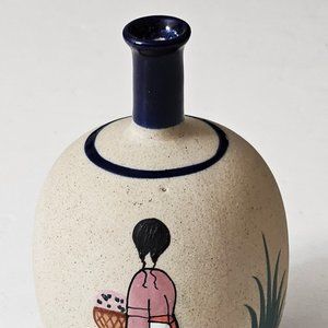 Authentic Folk Art Sandstone Vase - Handcrafted Mexican Masterpiece